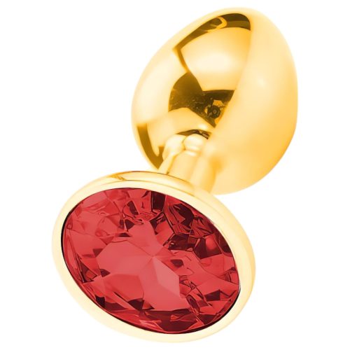 Sunfo - fém- arany színű anál plug piros kővel