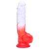 Sunfo - tapadókorongos, piros herés dildó - 21cm