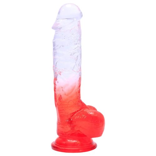 Sunfo - tapadókorongos, piros herés dildó - 21cm