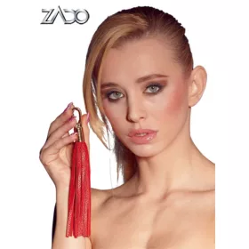 Piros bőr minikorbács karabínerrel