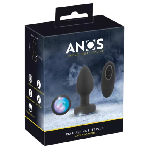 ANOS - világító, fekete vibrációs anál plug