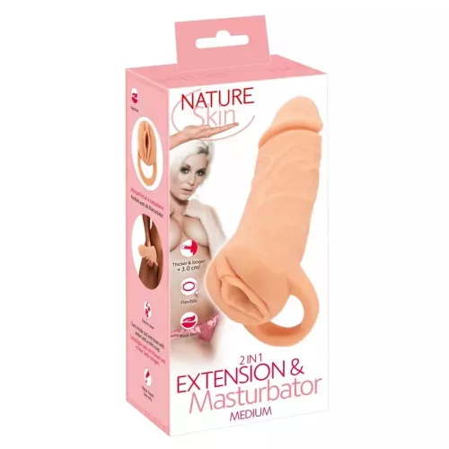 Nature Skin péniszhosszabbító és maszurbátor egyben - 18 cm