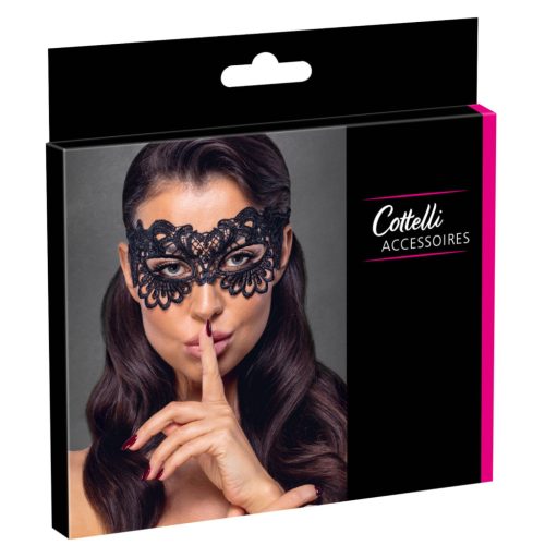 Hímzett fekete csipkemaszk - Cottelli Collection
