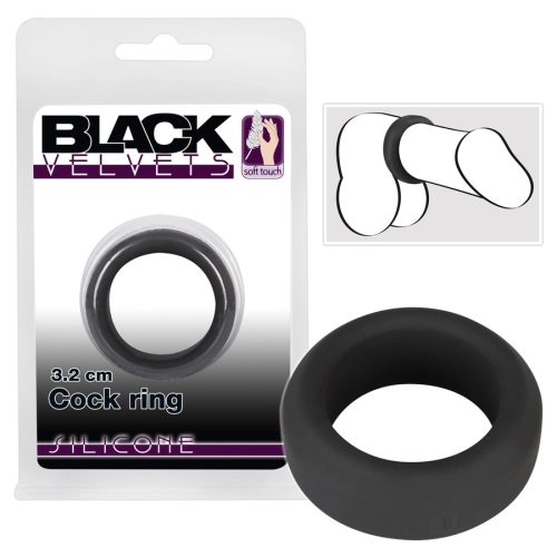 Vastagfalú fekete péniszgyűrű - 3,2 cm