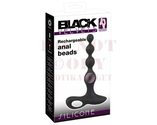 Tölthető anál vibrációs füzér - Black Velvet