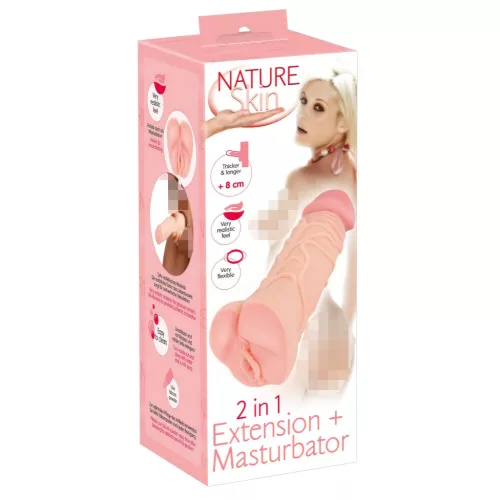 Nature Skin - 2in1 műpunci és péniszköpeny-22 cm