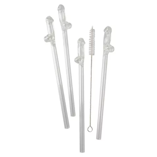 Áttetsző pénisz üveg szívószál - Straw Willy