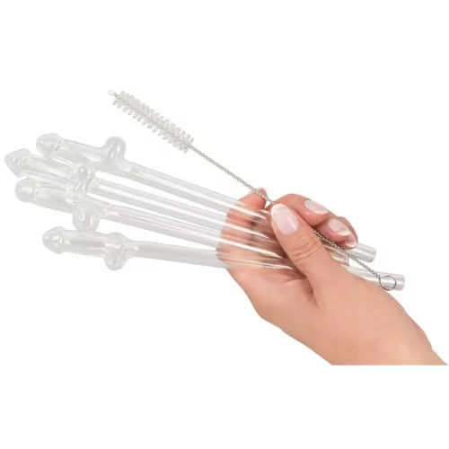Áttetsző pénisz üveg szívószál - Straw Willy