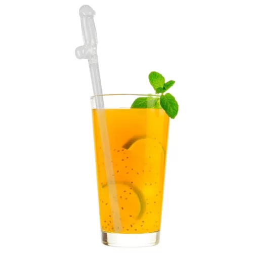 Áttetsző pénisz üveg szívószál - Straw Willy
