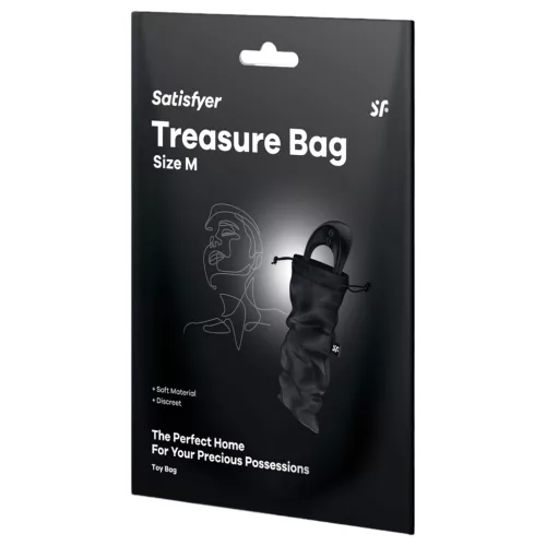 Satisfyer Treasure Bag - diszkrét fekete tároló táska - közepes 