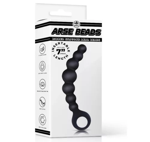Arse Beads szilikon fekete anál füzér - 18 cm