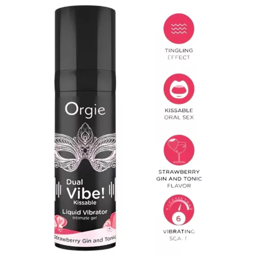 Orgie Dual Vibe unisex folyékony vibrátor - Eper - Gin Tonic - 15 ml