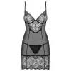 Obsessive Alluria fekete babydoll tangával - S/M