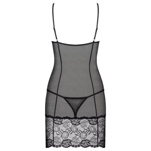 Obsessive Alluria fekete babydoll tangával - S/M