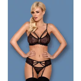Obsessive 818 fekete csipkeszett - S/M