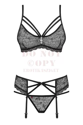 Obsessive 818 fekete csipkeszett - S/M