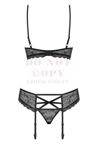 Obsessive 818 fekete csipkeszett - S/M