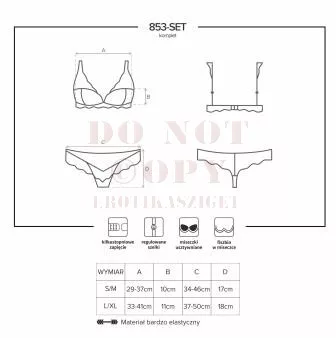 Obsessive 853 csipkés fekete szett - L/XL