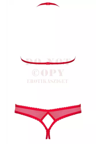 Obsessive 870 piros nyitott csipkeszett - L/XL
