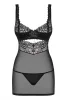 Obsessive 867 fekete csipkés babydoll - S/M