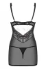 Obsessive 867 fekete csipkés babydoll - S/M