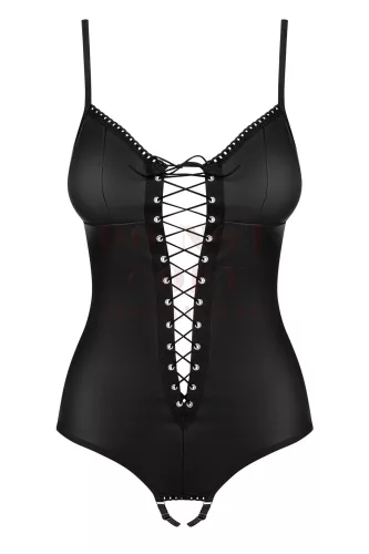 Obsessive Redella nyitott bőrhatású body - L/XL