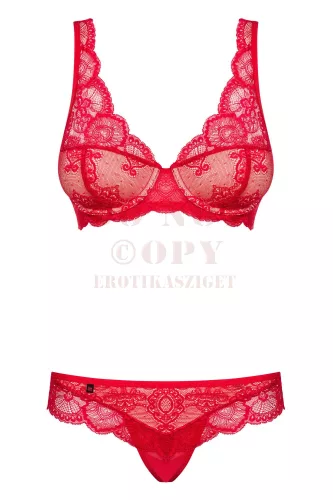 Obsessive 853 piros csipkeszett - L/XL