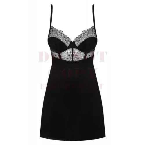 Obsessive Sharlotte  fekete csipkés babydoll - S/M