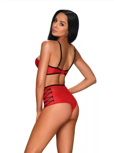Obsessive Leatheria piros bőrhatású szett - S/M