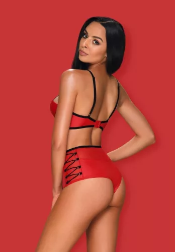 Obsessive Leatheria piros bőrhatású szett - S/M