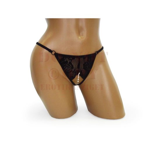 Erotikus nyitott fekete csipketanga -2339