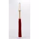 Piros velűrbőr korbács arany nyéllel - 45 cm