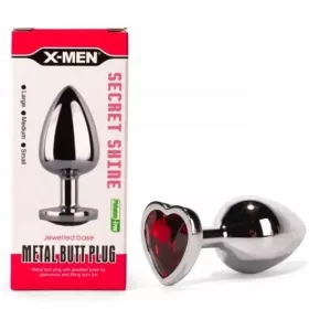   X-men ezüst színű anál tágító piros kővel  - közepes