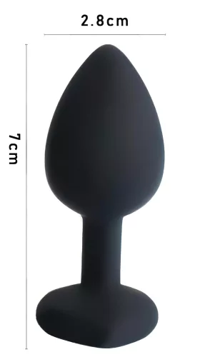 Sunfo - fekete szilikon anál plug lila szív alakú kővel - kicsi