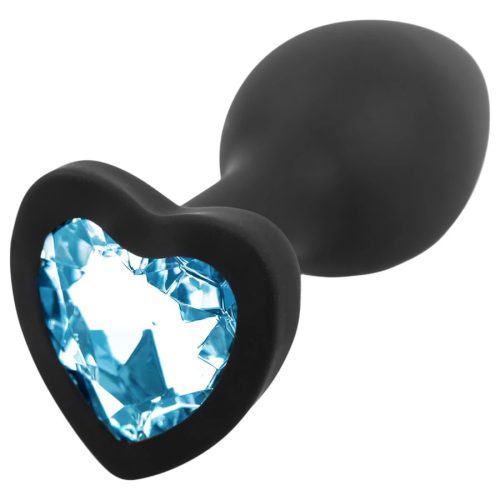 Sunfo - szilikon anál plug kék szív alakú kővel 