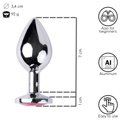 Desirel Pink Jewel M - ezüst anál plug