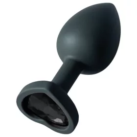 Sunfo - szilikon anál plug szív alakú fekete kővel