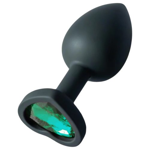 Sunfo - szilikon anál plug zöld szív alakú kővel 