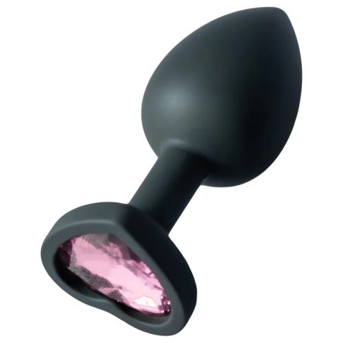 Sunfo - szilikon anál plug áttetsző szív alakú kővel 