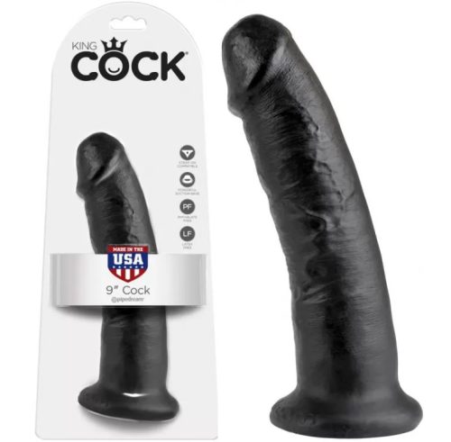 King Cock fekete bőrhatású letapasztható dildó - 23 cm