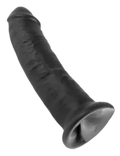 King Cock fekete bőrhatású letapasztható dildó - 23 cm