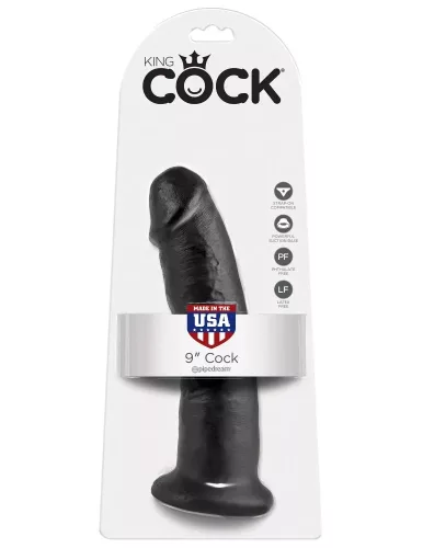 King Cock fekete bőrhatású letapasztható dildó - 23 cm