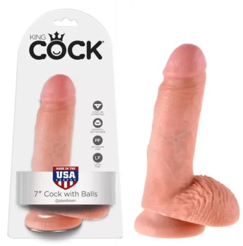 King Cock valósághű letapasztható herés dildó - 18 cm