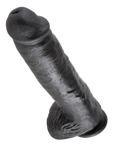 King Cock élethű herés fekete pénisz - 28 cm