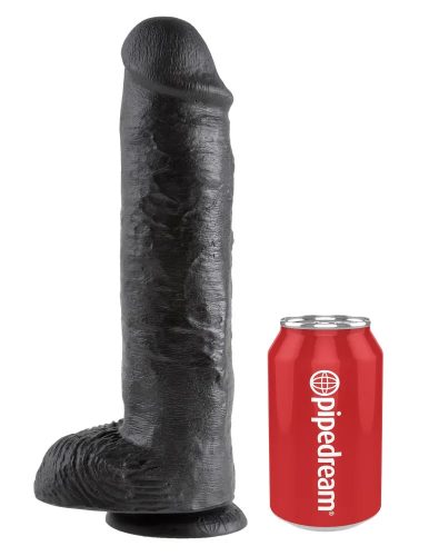 King Cock élethű herés fekete pénisz - 28 cm