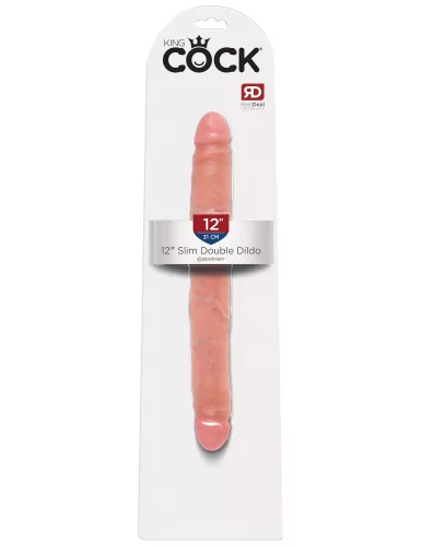 King Cock bőrhatású kétvégű dildó - 30 cm