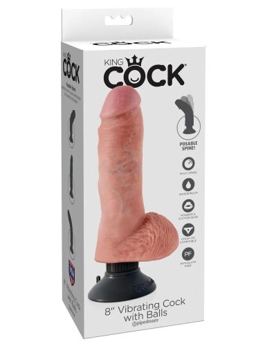 King Cock hajlítható bőrhatású herés vibrátor - 20 cm
