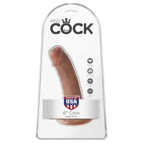 King Cock 6 barna tapadókorongos dildó - 15 cm