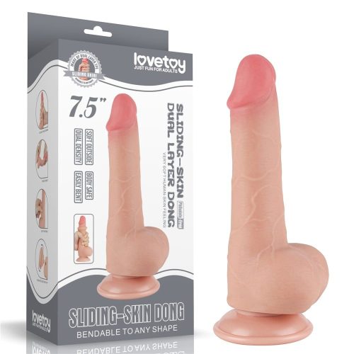 Sliding skin - élethű dildó csúsztatható bőrrel - 19 cm