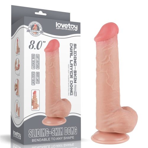 Lovetoy élethű kétrétegű dildó csúszó bőrrel - 21 cm